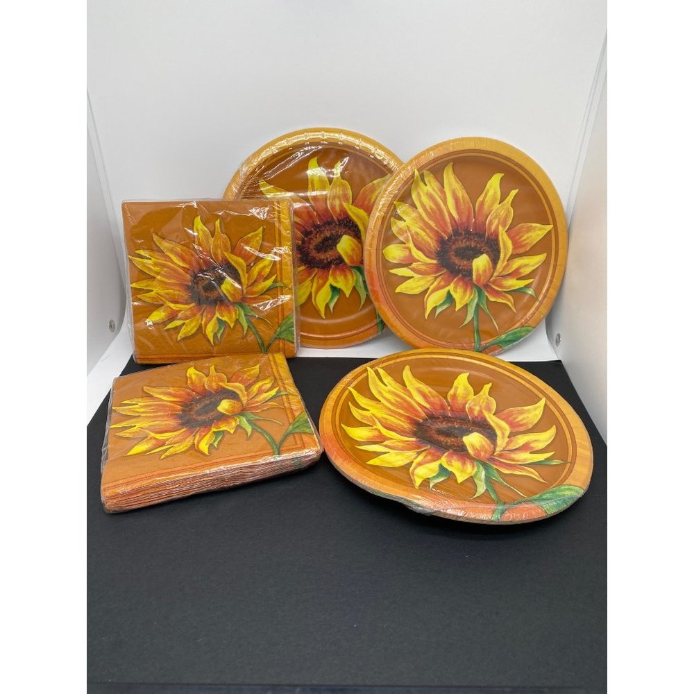 Sunflower Fall Party Dessert Plates Napkins Set #1